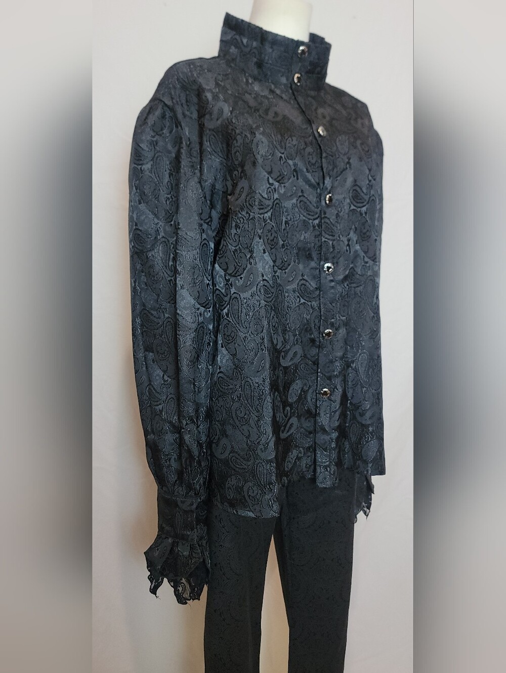 NWT Devil Inspired Goth Men's Embroidered Shirt, Size Large